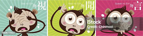 Three Wise Monkeys Stock Illustration - Download Image Now - Speak no Evil, Animal, Animal Wildlife