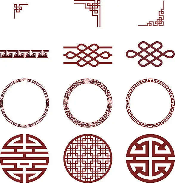 Vector illustration of Chinese paper and traditional pattern