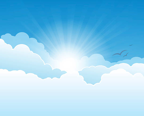 3,003 Cartoon Of A Clouds With Sun Rays Illustrations & Clip Art - iStock