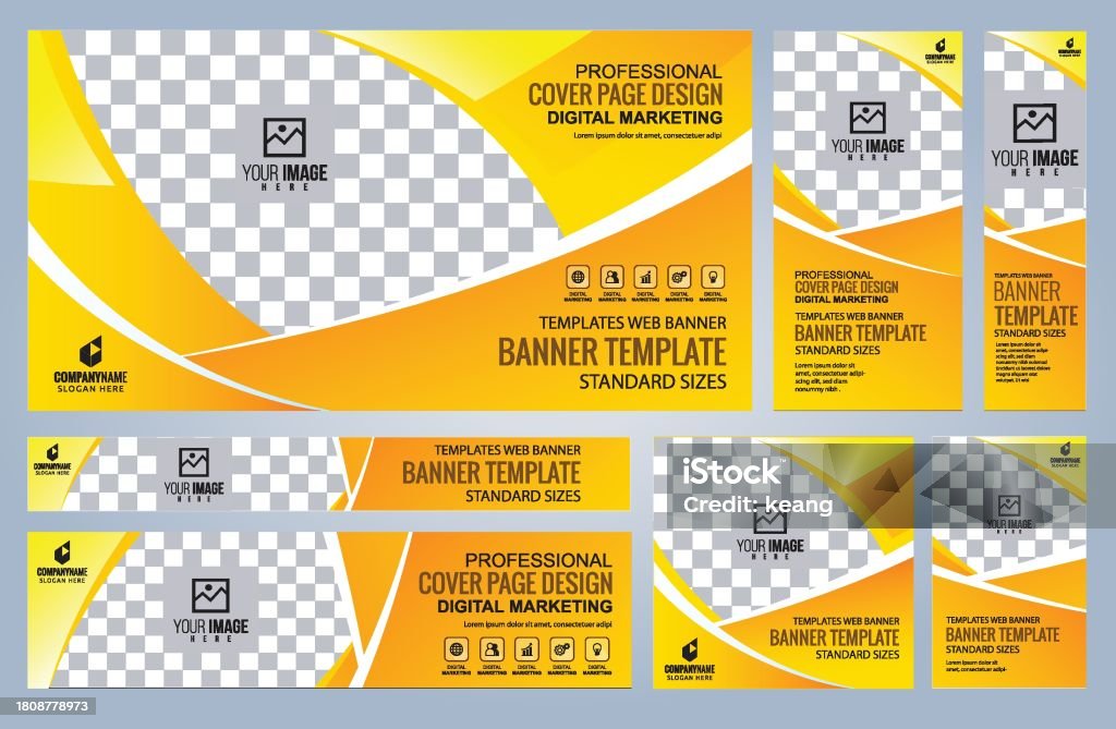 Yellow Banner Add Set Of Yellow And Black Web Banners Templates Coverpage Standard Sizes ...