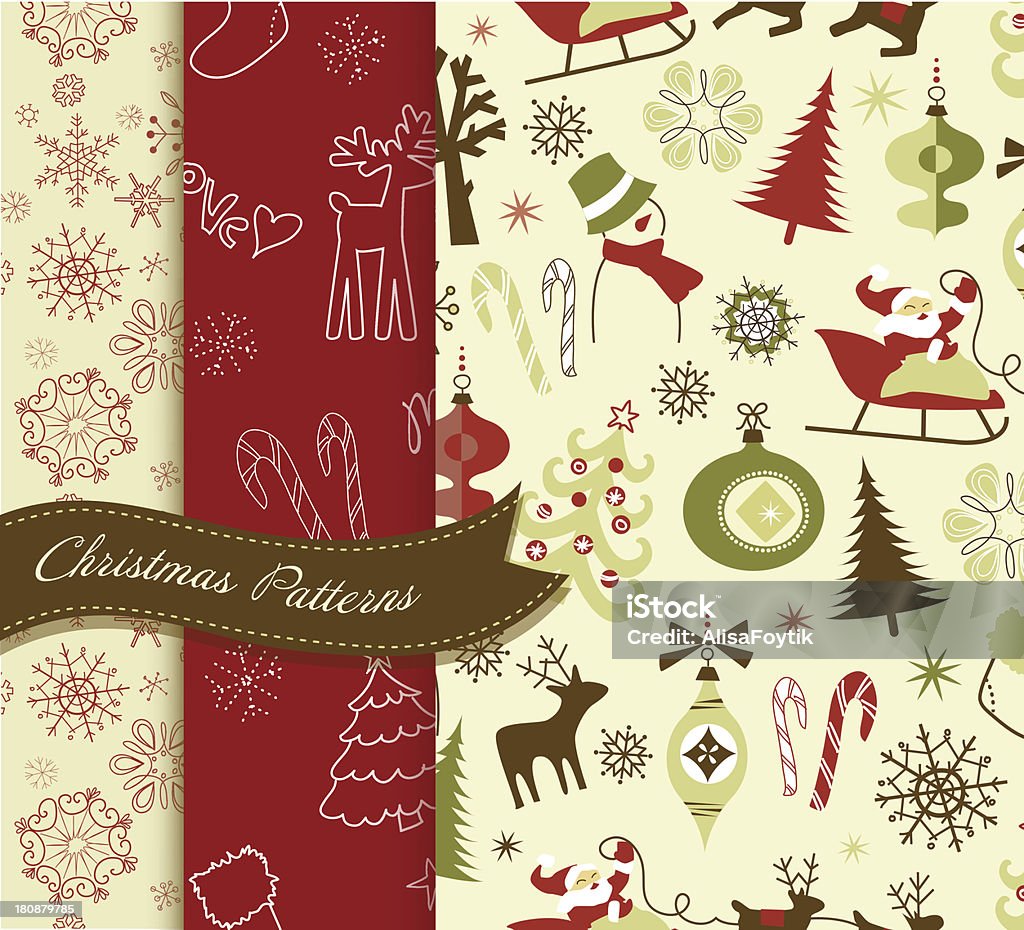 Motifs rétro de Noël - clipart vectoriel de Arbre libre de droits