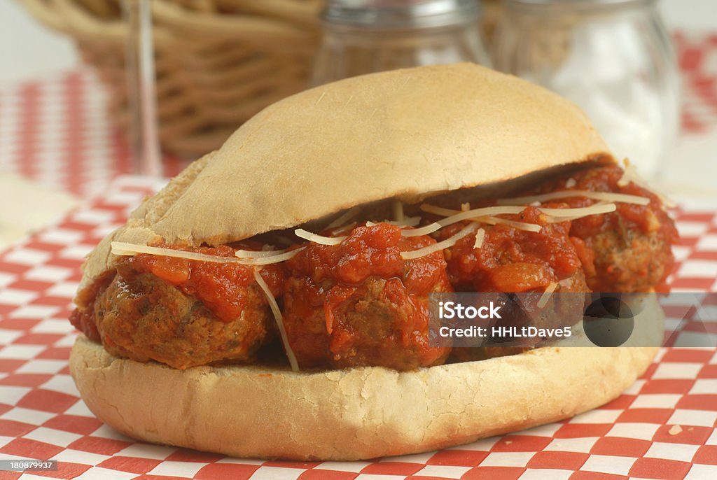 Köstliche Fleischbällchen sandwich mit Wein - Lizenzfrei Brotsorte Stock-Foto