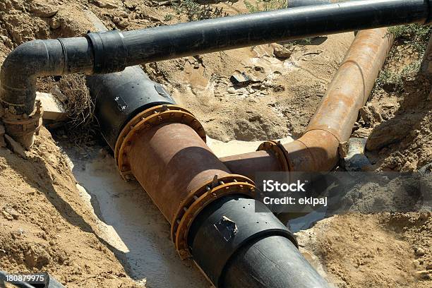 Plastic Pipes In The Ground Stock Photo - Download Image Now - Built Structure, Communication, Construction Industry