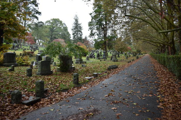 istock Walking through Sleepy Hollow Cemetery on a Rainy Fall Day, NY 1808821317