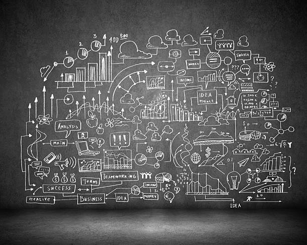 istock Business sketch on black wall 180882179