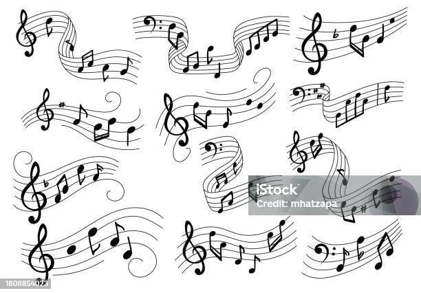 Musical Notes Layout Set Of Music Notes Design Element Stock Illustration - Download Image ...