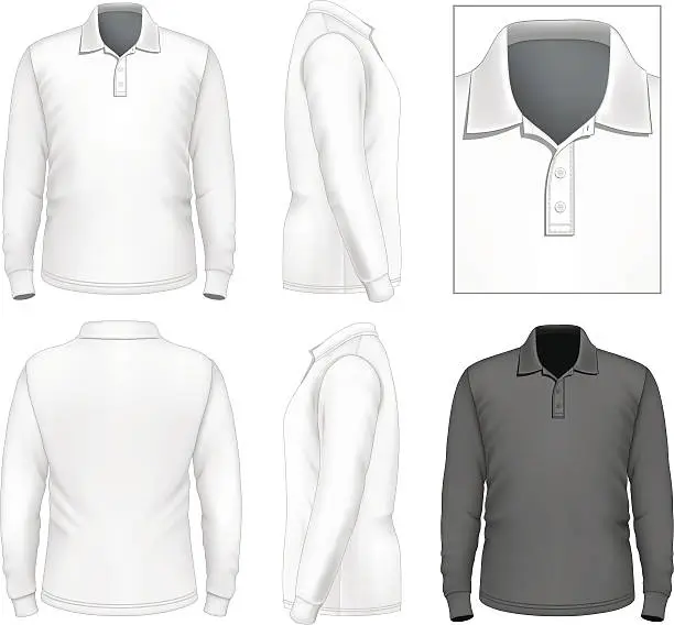 Vector illustration of Men's long sleeve polo-shirt design template