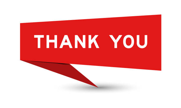 istock Red color speech banner with word thank you on white background 1808862946