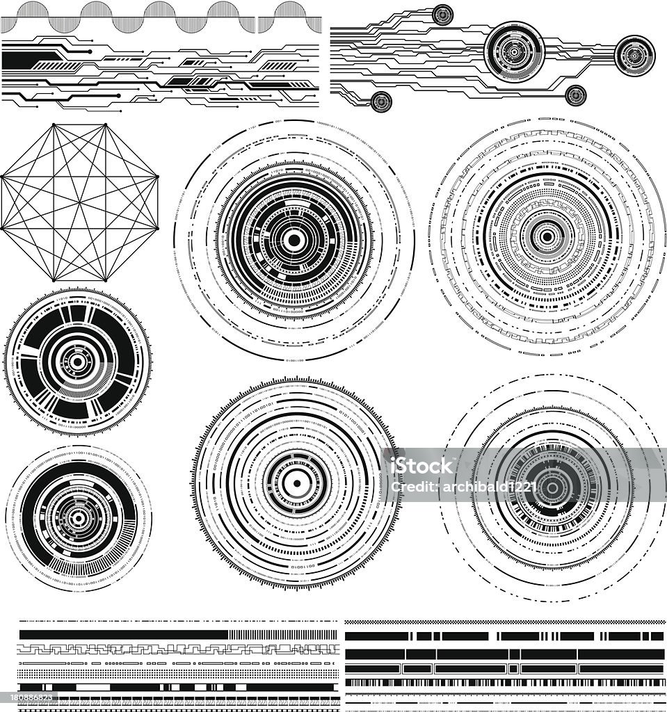 設計要素のコレクション - コンピュータチップのロイヤリティフリーベクトルアート
