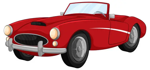 Vector illustration of Red Vintage Convertible Car