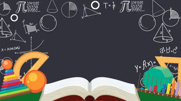 Vector illustration of Math Theme Blank Banner with Math Tools