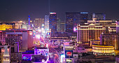 Casinos Along Las Vegas Strip at Night - Aerial