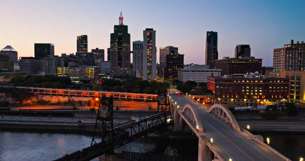 istock Downtown St. Paul, Minnesota at Twilight in Fall - Aerial 1808883001