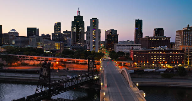 istock Downtown St. Paul, Minnesota at Twilight in Fall - Aerial Shot 1808883002
