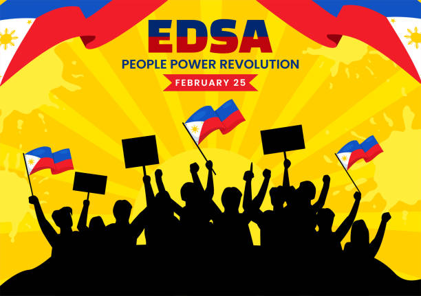istock Edsa People Power Revolution Anniversary of Philippine Vector Illustration on February 25 with Philippines Flag in Holiday Flat Cartoon Background 1808883337