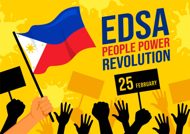 istock Edsa People Power Revolution Anniversary of Philippine Vector Illustration on February 25 with Philippines Flag in Holiday Flat Cartoon Background 1808883848