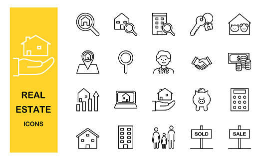 Set of real estate line icons