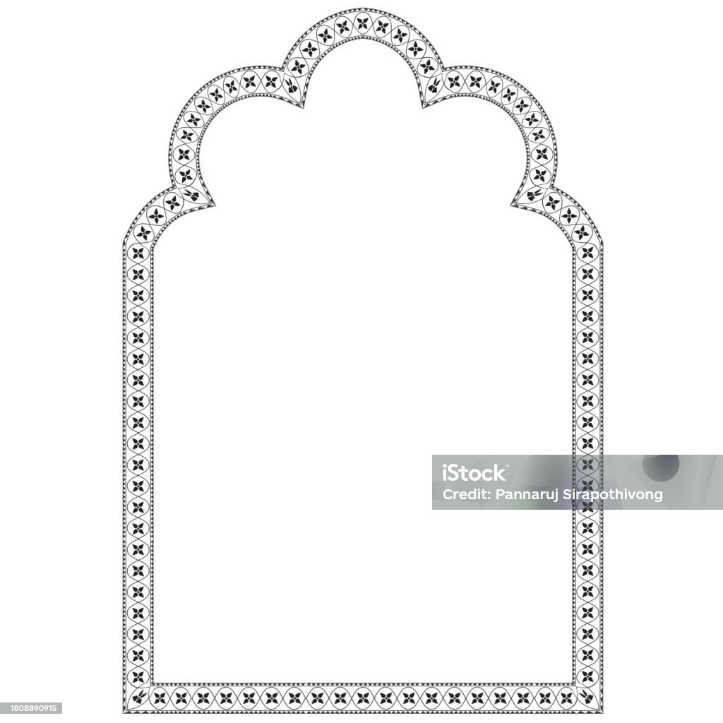 Arch Rectangle Vector Cinquefoil Arch Rectangular Frame Architectural Window Door Ornate ...