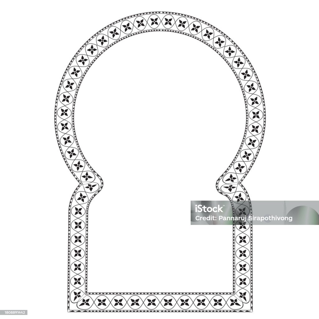 Keyhole Arch Rectangular Frame Architectural Window Door Ornate Flower ...