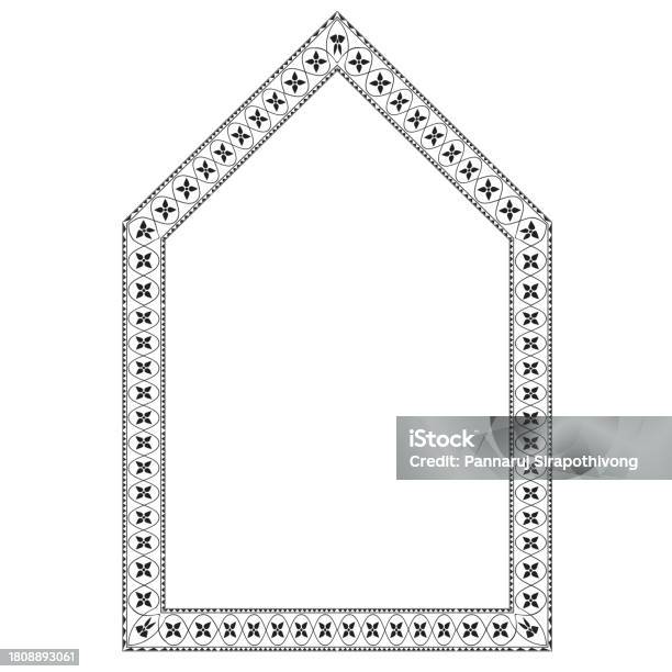 Triangular Arch Rectangular Frame Architectural Window Door Ornate ...
