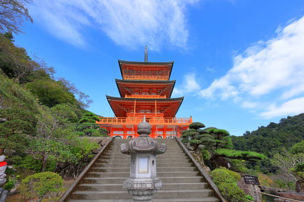 pagode do templo seianto-ji em nachisan, nachikatsuura, wakayama, - higashimuro - fotografias e filmes do acervo