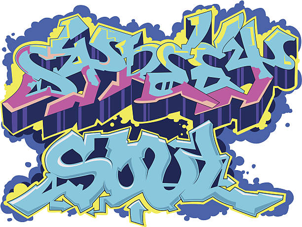 street_soul - typescript graffiti computer graphic label stock illustrations