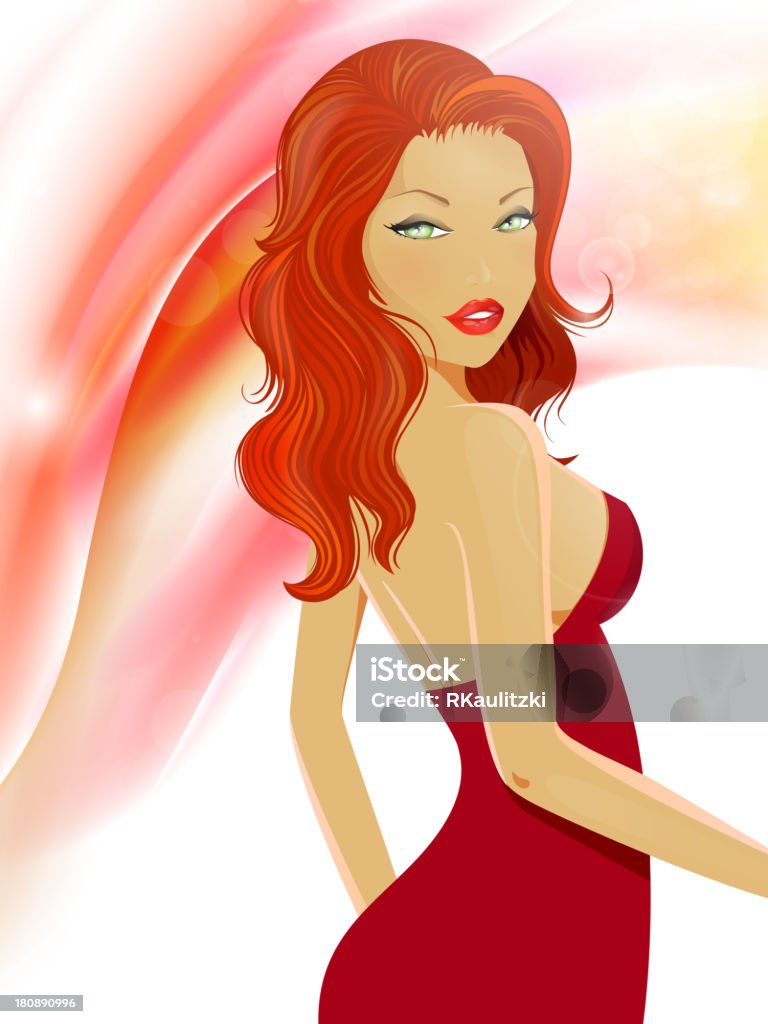 Vector Woman in Red Dress Vector Illustration of a Young Woman in Red Dress Beautiful People stock vector