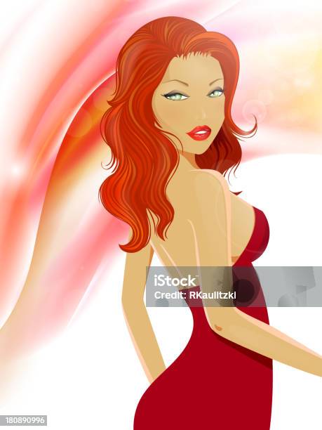 Vector Woman In Red Dress Stock Illustration - Download Image Now - Beautiful People, Females, The Human Body