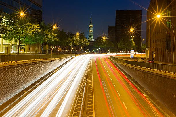 Night road in Hamburg