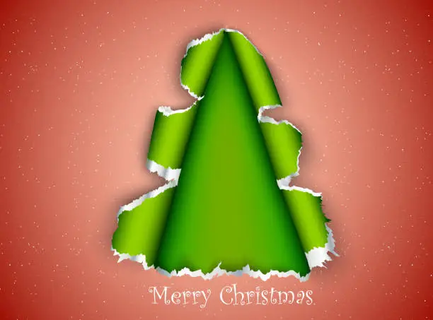 Vector illustration of Paper Christmas Tree