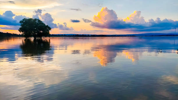 istock Sunset reflection and clouds in the reservoir 1808918874