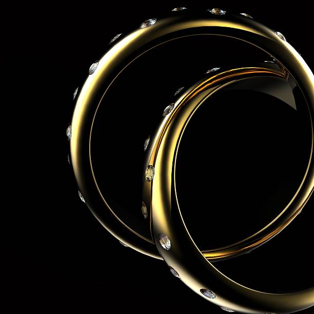 istock Gold Wedding Ring with diamond. Holiday symbol 180892555