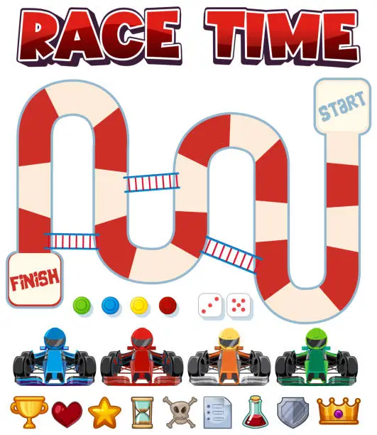 Vector illustration of Maze Game Template with Car Racing Theme