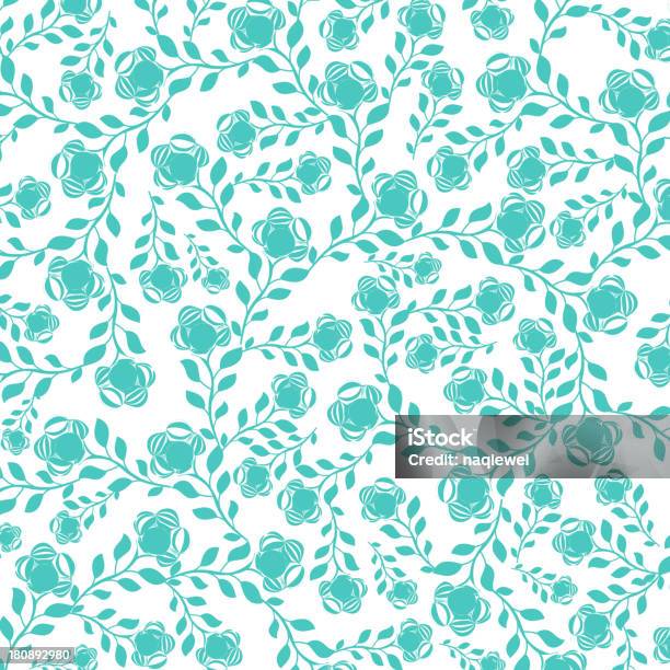 Azul Padrão Floral Fundo - Arte vetorial de stock e mais imagens de Azul - Azul, Flor, Outono