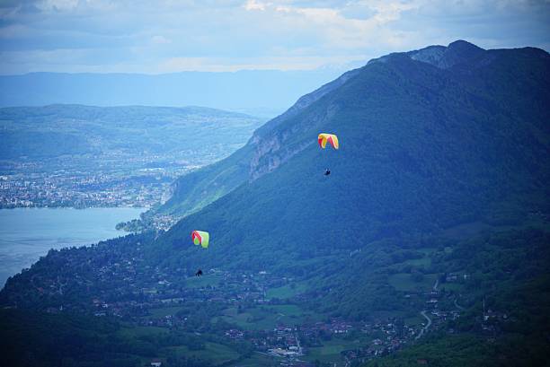 Yellow Paraglider's view stock photo