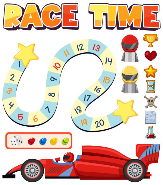 ilustrações de stock, clip art, desenhos animados e ícones de maze game template with car racing theme - racing game