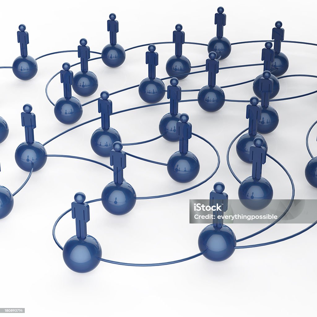 3 d blu umano social network - Foto stock royalty-free di Acciaio inossidabile