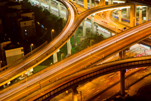 A road junction at evening in changsha ,china