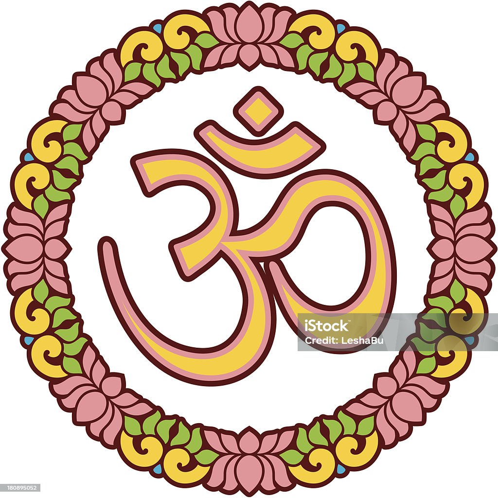 Simbolo di Aum in Lotus Frame - arte vettoriale royalty-free di Buddismo