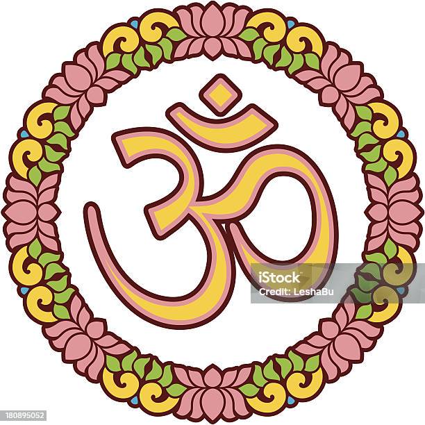 Simbolo Di Aum In Lotus Frame - Immagini vettoriali stock e altre immagini di Buddismo - Buddismo, Cerchio, Cultura asiatica