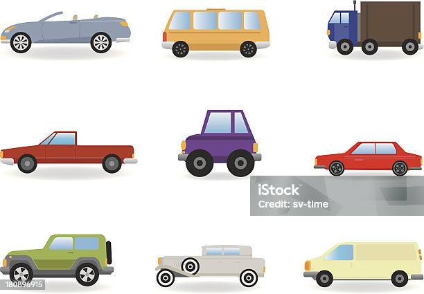Veículos Automóveis - Arte vetorial de stock e mais imagens de Carro Descapotável - Carro Descapotável, Roxo, Amarelo