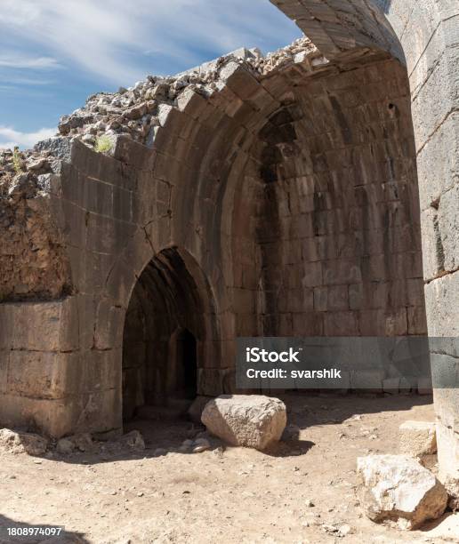 A Dilapidated Room In Watchtower In The Medieval Fortress Of Nimrod Qalaat Alsubeiba Located Near The Border With Syria And Lebanon In The Golan Heights Northern Israel Stock Photo - Download Image Now