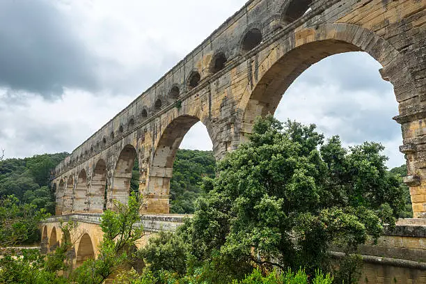 Pont du Gard (Gard, Languedoc-Roussillon, France), the famous bridge, Unesco World Heritage Site