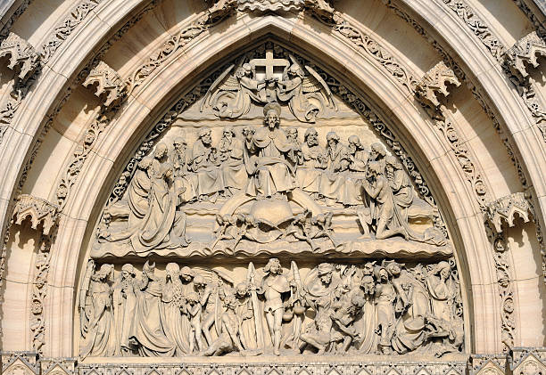 detail door with portal St. Peter and Paul on Vysehrad stock photo