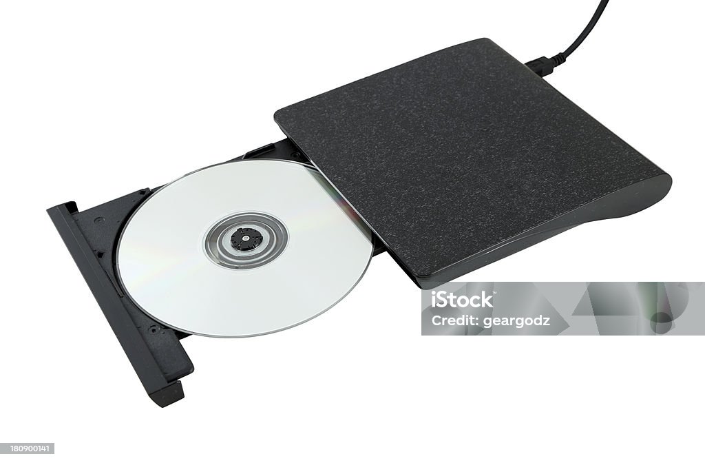 De Cd/Dvd Portátil drive externo no fundo branco - Foto de stock de Acessório royalty-free