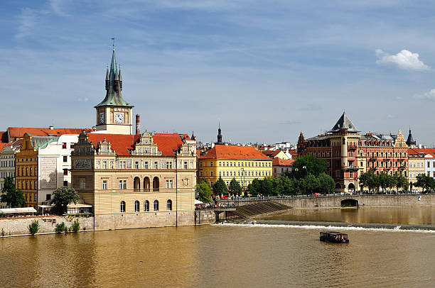 View on embankment of Old city Prague stock photo