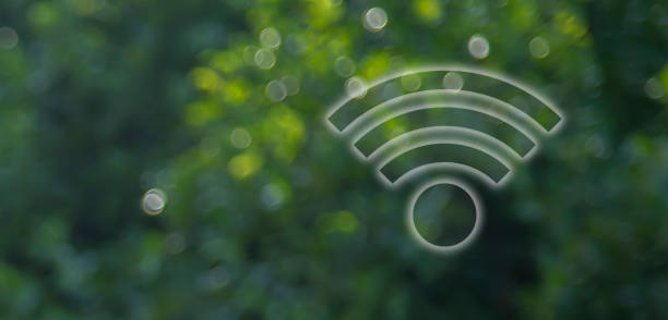 Wi-Fi symbol on bright green leaf background.
