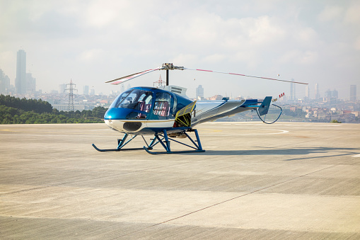 Fire helicopter takeoff landing.