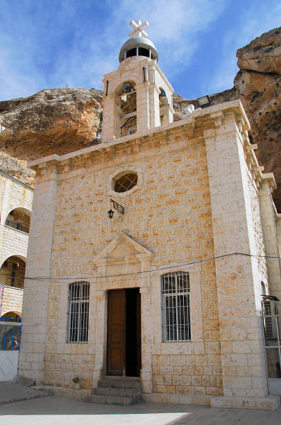 maaloula/maalula, síria: saint thekla, mar taqla convento - aramaic - fotografias e filmes do acervo