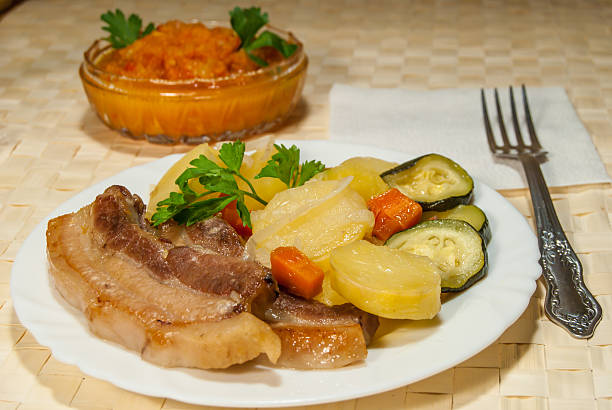 De délicieux plats de porc et le dîner - Photo